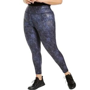 Ideology "Believe in Movement" Women's Python-Print Leggings - Navy & Purple 3X